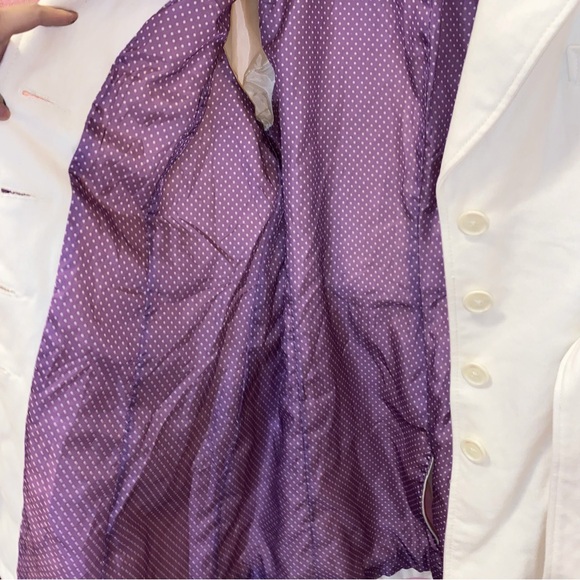 Merona White Coat Cream Purple Polka Dot Jacket Trench XL Extra Large Target - Picture 14 of 14